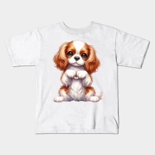 Valentine Cavalier King Charles Spaniel Dog Giving Heart Hand Sign Kids T-Shirt